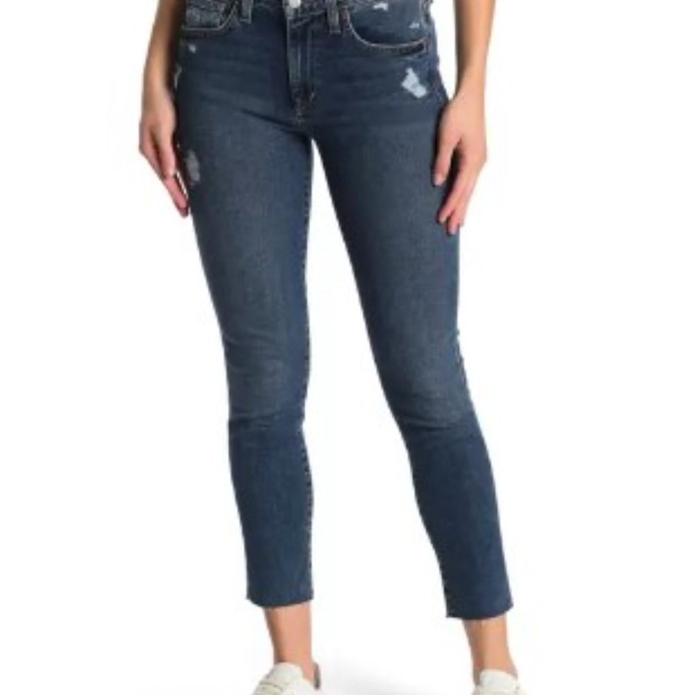 NW0T – “JOE’S” Mid Rise Distressed Raw Hem Skinny Crop Jeans – SZ 28